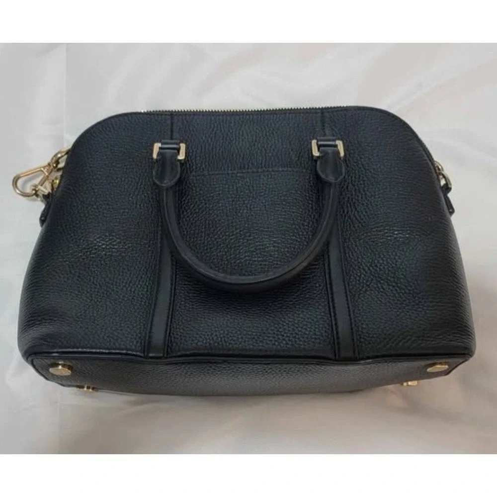 Michael Kors Bedford Legacy Dome Satchel Black Leather Gold Hardware